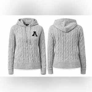Abercrombie & Fitch Cable Knit Hoodie Gray Varsity A Sweater Small